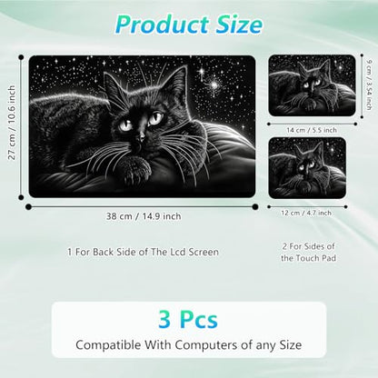Laptop Skin Sticker Decal 12"-15.6" Universal Laptop/Notebook/Netbook Vinyl - Waterproof Scratch Resistant,Fits HP Dell Lenovo MacBook,2 Free Wrist Pads,Easy Apply & Remove,Black Cute Cat - color: Black Cute Cat