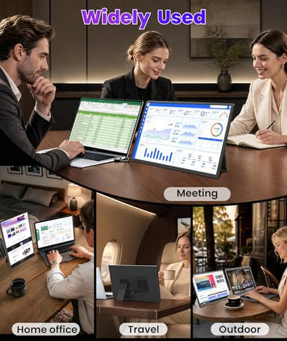 Cevaton 16" Laptop Screen Extender, 1200P Ultra-Thin Lightweight Portable Monitor for Laptop, Thin Bezels, 360° Rotating Detachable Stand, Plug and Play Travel Monitor for PC, Mac, Windows, Switch - size: 16-inch Screen