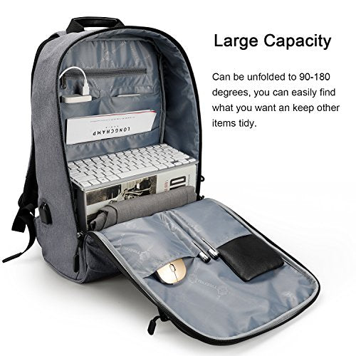 Slim Business Lightweight Laptop Backpack for Women Men with USB Charging Port, College Computer Backpack Fit Up to 13 14 Inch Macbook & Laptops