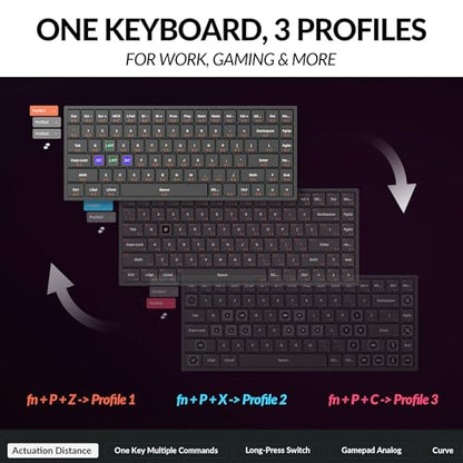 Keychron K2 HE Rapid Trigger Wireless Custom Keyboard with Hall Effect Gateron Double-Rail Magnetic Switch, 2.4 GHz QMK Bluetooth 5.2 RGB Compatible with Mac Windows Linux (Aluminum + Wood) - color: Gateron Double-Rail Magnetic Switch - White