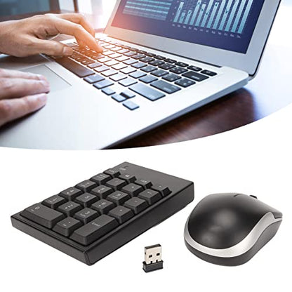Numeric Keypad Mouse Combo, 2.4GHz Wireless Number Pad and Mouse ABS Material 22 Keys Ultra Slim USB Numeric Keypad and Mouse Combo for Laptop Desktop, PC, Pro,Notebook (Black)