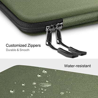 FINPAC 13-inch Hard Laptop Sleeve Case + Charger Case Small Electronic Organizer Bag Light Green