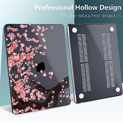 DONGKE for MacBook Air 13 Inch Case M5 2026 M4 2025 M3 M2 2024-2022 A3449 A3240 A3113 A2681, Plastic Hard Shell & Keyboard Cover & Screen Film for MacBook Air 13.6 Inch Case - Cherry Blossoms - color: Cherry Blossoms