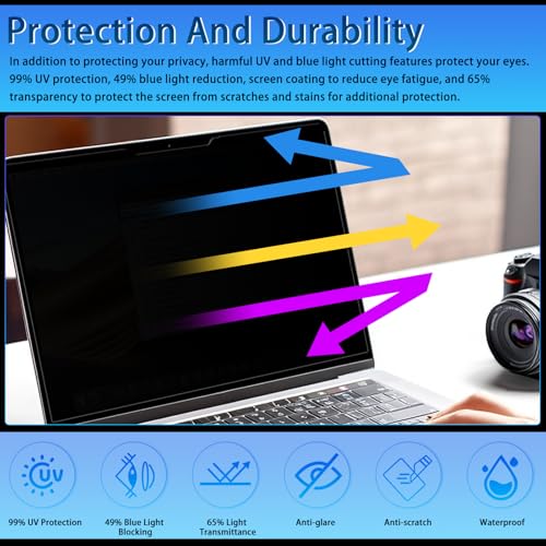Magnetic Privacy Screen 13.3" 16:9 for Laptops - 2-Sided Removable Anti-Peeping/Anti-Glare, Blue Light Block, UV Protect, Reduce Strain, Fits Chromebook/Lenovo/HP/Dell/Acer/ASUS/XPS - size: 13.3inch 16:9
