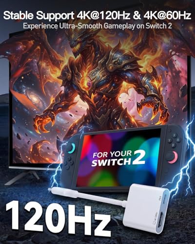 [Apple MFi Certified] USB C to HDMI Adapter, 4K@120Hz USB-C to HDTV Adapter | 4K@120Hz Type-C to HDMI Adapter & PD 100W Fast Charging for iPhone 17/16/15, MacBook, Tablets, Switch and More USB-C Devices