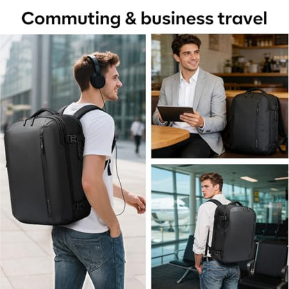 BANGE Vacuum-Seal Travel Backpack with Pump and Vacpack Compression System, Water Resistant Large Carry-On Backpack with Laptop Compartment and TSA Lock - Flight Approved, Black (With Air Pump) - style: With Vacuum & Pump