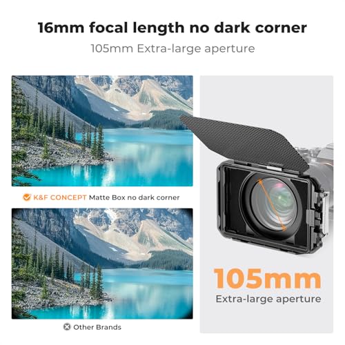 K&F CONCEPT Matte Box with Carbon Fiber Top Flag, with 5pcs Adapter Rings | DSLR Camera Matte Box with Carbon Fiber Top Flag, with 67/72/77/82/95mm Adapter Rings-FM702