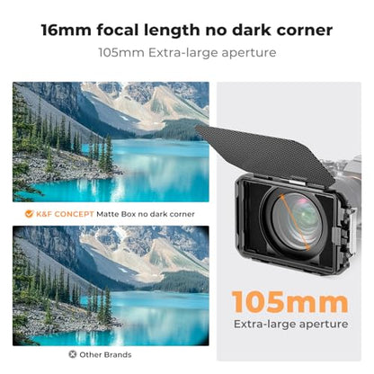 K&F CONCEPT Matte Box with Carbon Fiber Top Flag, with 5pcs Adapter Rings | DSLR Camera Matte Box with Carbon Fiber Top Flag, with 67/72/77/82/95mm Adapter Rings-FM702