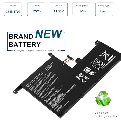 Futurebatt C31N1703 Laptop Battery Replacement for Asus Zenbook Flip UX561U UX561UA UX561UN Q525UA Q525U Q505UA Q525UA-BI7T9 Q505UA-BI5T7 Q525UA-BI7T11 Q505UA-BI5T9 UX561UA-BO052T BO029T C31P0J1 - size: C31n1703 10.5 6.6 0.8 in