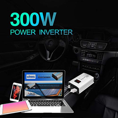 300W Power Inverter DC 12V to 110V AC Car Inverter with 4.8A Dual USB Car Adapter with LED Display - size: 300 W - 110V