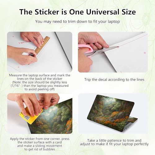 Laptop Skin Sticker Decal, Universal Reusable Vinyl Laptop Cover for 12" 13" 13.3" 14" 15" 15.4" 15.6" Notebook PC, Waterproof Scratch-Resistant with 2 Wrist Pads, Easy to Apply & Remove,Forest Art - color: Forest Art