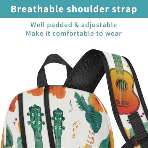 Guitar Pineapple Hibiscus Large Backpack for Women and Men Waterproof Travel Laptop Backpack Lightweight Business Work Daypack Fits 17 Inch Computer - color: Multicolor 4