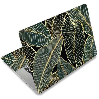 SUPERDANT Laptop Notebook Skin Sticker Cover Decal Green Leaf Laptop Protector Notebook PC Computer Art Protector Universal Notebooks Art Decal Fits 12" 13" 13.3" 14" 15" 15.4" 15.6 inch Gold Green