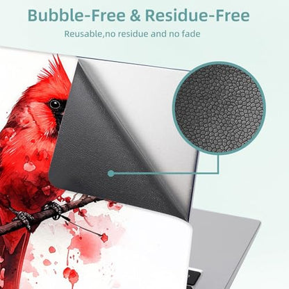 Universal Laptop Skin Decal, 3-Piece Vinyl Protector for 12 13 14 15.6" Notebook, Waterproof Anti-Scratch, Easy Trim & Bubble-Free Finish, Red Cardinal Bird - color: Red Cardinal Bird