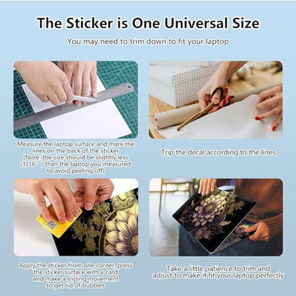 Universal Laptop Skin Sticker with 2 Wrist Pad Skins, Waterproof Scratch Resistant Vinyl Laptop Cover Decal, Cut to Fit for 11–15.6 Inch MacBook HP Dell Lenovo, Art Lotus - color: Art Lotus