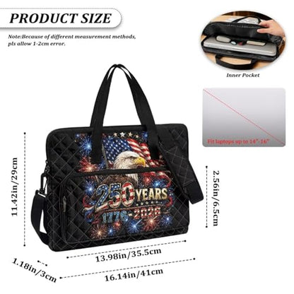 Laptop Sleeve, Laptop Cover with Adjustable Strap Computer Bag Tablet Notebook Sleeves Handbag Messenger Briefcase - color: Usa 250th Birthday