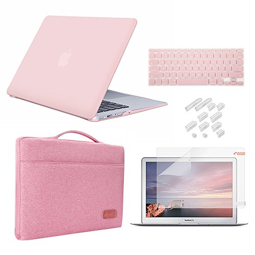 iCasso Compatible with MacBook 12 Inch Case Bundle 5 in 1,iCasso Ultra Slim Plastic Hard Cover with Sleeve,Screen Protector,Keyboard Cover & Dust Plug for MacBook 12'' Model A1534 - Rose Quartz - color: Rose Quartz, size: Mac Air 12-inch 2017-2015 release