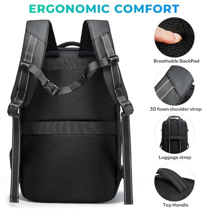 BANGE Vacuum-Seal Travel Backpack with Pump and Vacpack Compression System, Water Resistant Large Carry-On Backpack with Laptop Compartment and TSA Lock - Flight Approved, Black (With Air Pump) - style: With Vacuum & Pump
