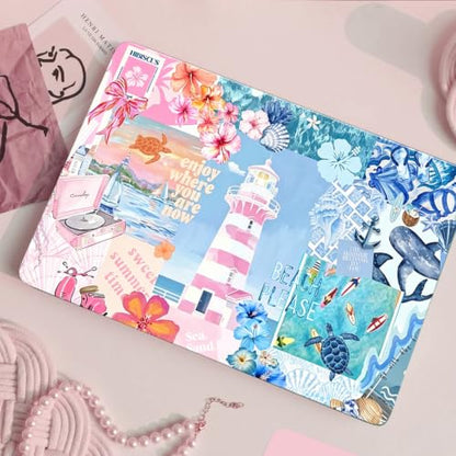 for MacBook Neo 13 inch Case 2026 Release A3404, Ocean Collage | Matte Hard Shell with Coastal-Inspired Collage, Scratch Resistant Protection, Precision Fit, and Lightweight Portability - color: Blue Pink Collage