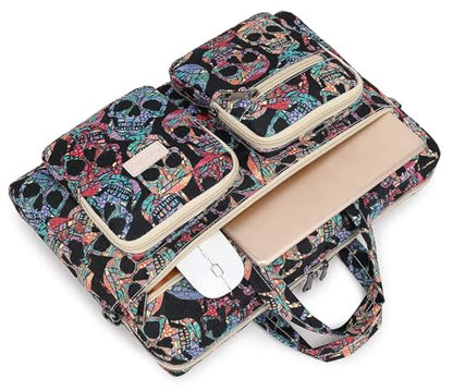 Laptop Shoulder Bag15.6inch women men Waterproof 16inch Computer Bags Women Business Office Work Bag Briefcase 14 inch case - color: Gothic Skull
