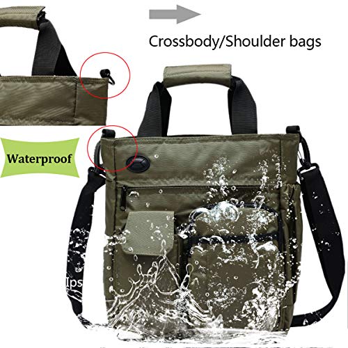 d'yallee Crossbody Messenger Bag Men Waterproof Shoulder Business Work Bag Nylon - color: Olive Green