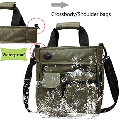 d'yallee Crossbody Messenger Bag Men Waterproof Shoulder Business Work Bag Nylon - color: Olive Green