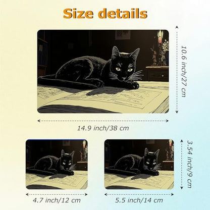 Universal Laptop Skin Sticker with 2 Wrist Pad Decals, 3-Piece Removable Vinyl Laptop Cover, Black Cat Reading Book Waterproof Anti-Scratch, Easy-Trim Fit for 13.3" 14" 15.6" Laptops - color: Black Cat Reading Book