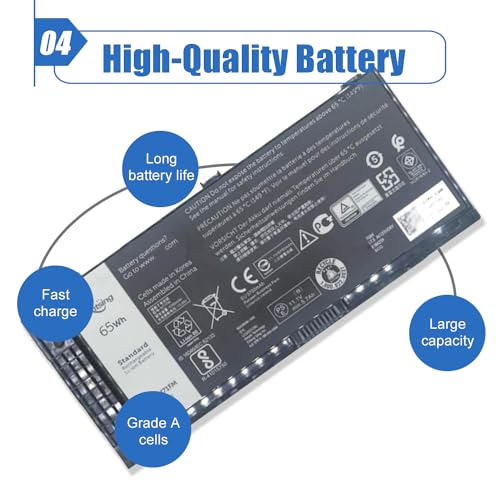 N71FM Battery Compatible with Dell Precision M4600 M4700 M4800 M6600 M6700 M6800 Series Notebook PG6RC FJJ4W T3NT1 11.1V 65Wh/5700mAh 6-Cell - size: 8.23*3.23*0.91 inch N71FM
