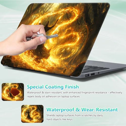 Laptop Skin Sticker Decal 12"-15.6" Universal Laptop/Notebook/Netbook Vinyl - Waterproof Scratch Resistant,Fits HP Dell Lenovo MacBook,2 Free Wrist Pads,Easy Apply & Remove,Fire Forest Golden - color: Fire Forest Golden