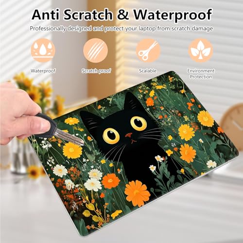 Laptop Skin Sticker Decal 15.6 Inch,12 13 13.3 14 15 15.6 in Laptop Netbook Skins for Notebook,Art Decal Removable Waterproof Scratch Resistant,Universal Vinyl Cover,Cute Cat Wildflower - color: Cute Cat Wildflower