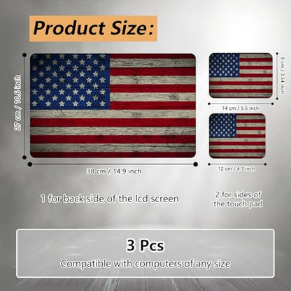 Laptop Skin Sticker for 12.1”-15.6“ Laptops (Fits 13”, 13.3”, 14”, 15”, 15.4”) | Protective Universal Reusable Vinyl Art Decal Cover | Waterproof & Scratch-Resistant-Retro American Flag - color: Retro American Flag
