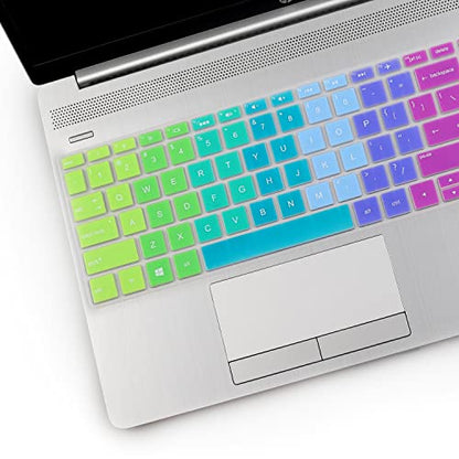 2PCS Keyboard Cover for HP Laptop 15.6 15-dy 15-dw 15-bw 15-bf 15-bs 15-cb 15-cc 15-cd 15-cs 15-da 15-ef Series, HP Envy 17.3 17-by 17-bs 17-ca 17-by1053dx/by2053c/by3051cl/by3613dx 17-bs011dx/bs049dx - color: Rainbow+Clear