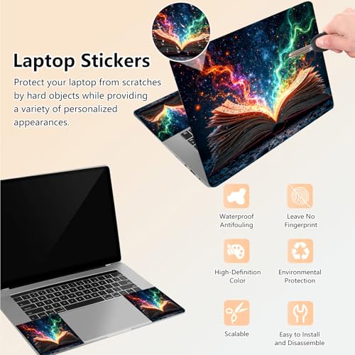Laptop Skin Sticker Decal 15.6 Inch,12 13 13.3 14 15 15.6 in Laptop Netbook Skins for Notebook,Art Decal Removable Waterproof Scratch Resistant,Universal Vinyl Cover,Book Colorful - color: Book Colorful