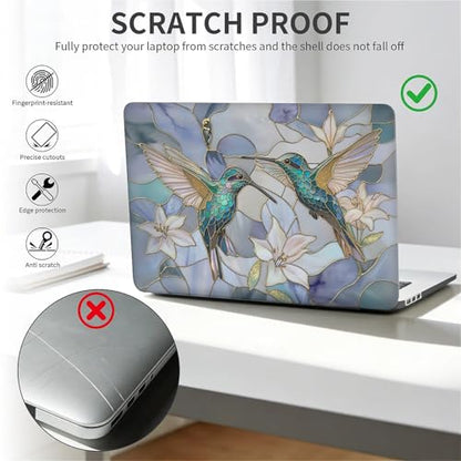 for MacBook 12 Inch Release 2015/2016/2017 Model A1534 Black Computer Case,Novelty Premium Pattern Hardshell Laptop Case Gilded Wings Stained Glass Hummingbirds Lilies - color: Gilded Wings Stained Glass Hummingbirds Lilies, size: A1534(12 inch)-Black