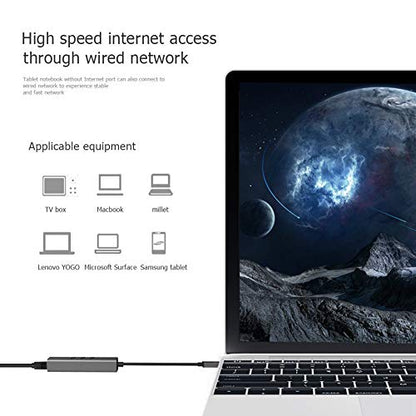 USB 3.0 to Ethernet Adapter, 3-Port USB 3.0 Hub Gigabit Ethernet Hub Network RJ45 1000Mbps Support Windows 10,Mac OS, Surface Pro,Linux,Chromebook and More