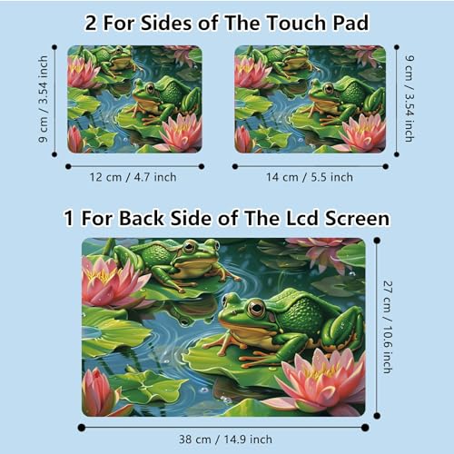 Universal Laptop Skin Sticker with 2 Wrist Pad Skins, Waterproof Scratch Resistant Vinyl Laptop Cover Decal, Cut to Fit for 11–15.6 Inch MacBook HP Dell Lenovo, Frog Lotus - color: Frog Lotus