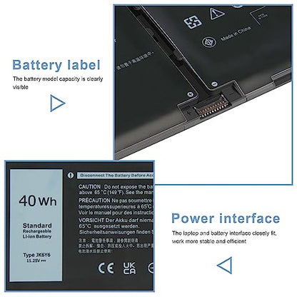 Fancy Buying 40Wh JK6Y6 H5CKD Battery for Dell Latitude 3410 3510 3120 3140 Vostro 5300 5301 5401 5501 Inspiron 5300 5301 5401 5402 5408 5409 5501 5508 5509 5400 5406 7405 7300 7306 7500 7506 2-in-1 - size: 7.24*3.58*0.24inch JK6Y6