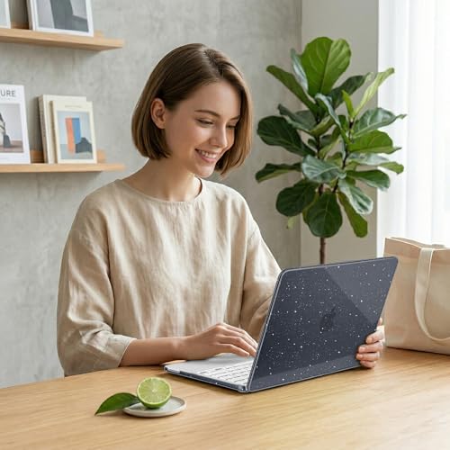 DONGKE Glitter Case for MacBook Neo 13 Inch 2026 (Model A3404 | A18 Pro Chip) | Clear Sparkly Hard Shell Cover with Screen Protector & Keyboard Cover & 2 USB-C Adapters - Bling Black - color: Bling Black