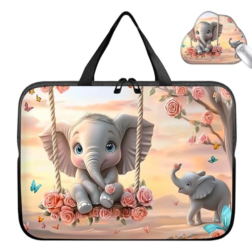 Laptop Bag 15.6 Inch,Resistant Shockproof Laptop Sleeve Case Protective Cover Carrying Case with Handle Compatible for HP Dell Lenovo Acer Asus Notebook Computer,Baby Elephant Swing - color: Baby Elephant Swing, size: 15-15.6 in