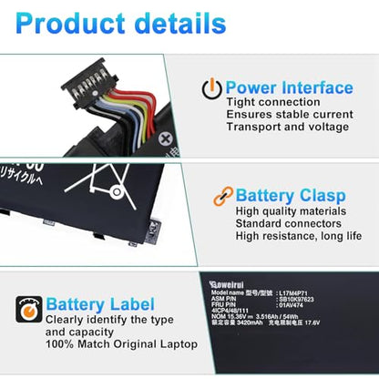 L17M4P71 L17C4P71 Laptop Battery for Lenovo ThinkPad X1 Yoga 3rd Gen 2018 Series 20LD 20LE 20LF 20LG TP00076D L17M4P73 01AV474 01AV475 SB10K97623 SB10K97624 01AV499 SB10K97638 02DL003 - size: 10.79*4.21*0.16inch L17M4P71