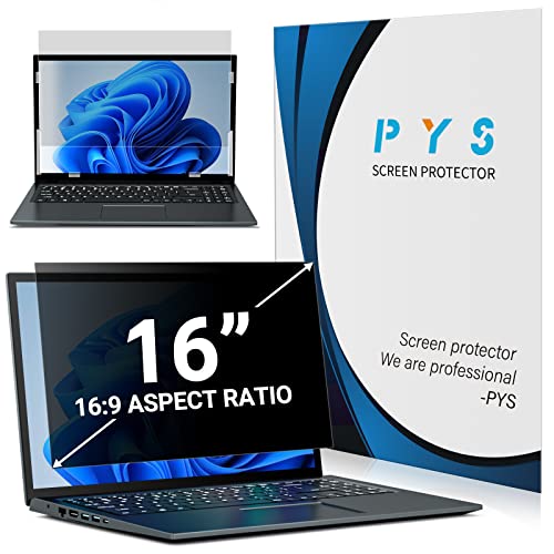 PYS Laptop Privacy Screen 16 Inch for Lenovo Dell HP - Removable 16.1" Laptop Screen Privacy Shield for 16:9 Widescreen Display - Anti Glare & Blue Light Screen Filters for Eye Protection