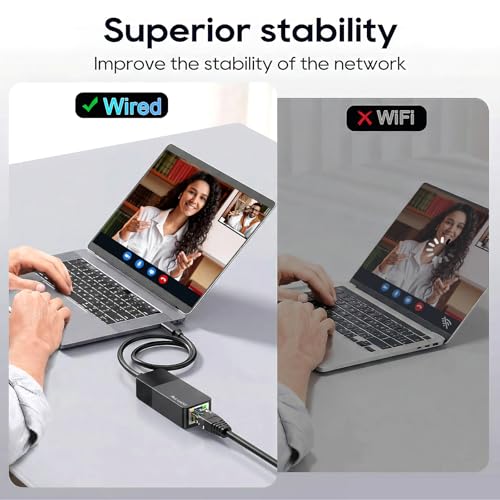 USB C to Ethernet Adapter, 1000Mbps Gigabit RJ45 LAN Network Adapter | Compatible with iPhone 15/16/17, iPad USB-C, MacBook/Pro/Air, Laptop, Windows 11/10/8/7, Mac OS, Plug and Play - size: USB C to Ethernet Adapter