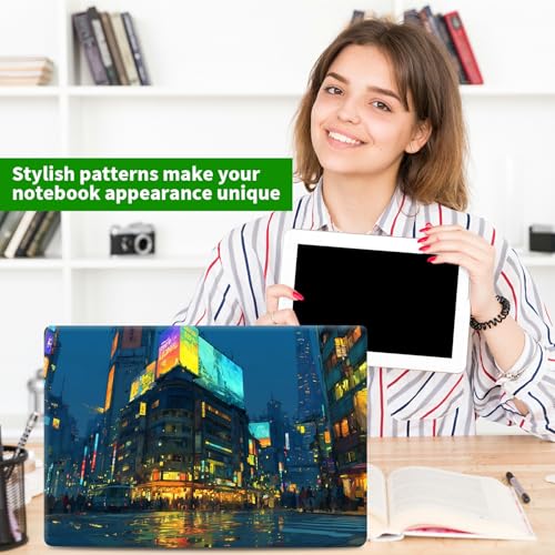 Laptop Skin Sticker Decal, Universal Protective Cover Fit 12 13 14 15.6 Inch Notebook, Reusable Water-Resistant Vinyl Decal w/ 2 Wrist Pads for Business Travel Office, Neon Architecture - color: Neon Architecture