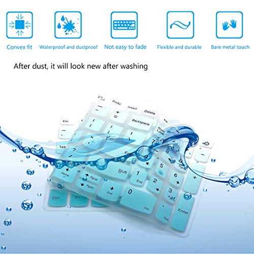 2Pack Keyboard Cover for Lenovo Yoga c740 c940 15.6, ideapad 3 15.6, Lenovo IdeaPad 15.6" 17.3" 320 330 330s 340s 520 S540 720s 130 S145 L340 S340 V330 V130 Keyboard Protective Skin - color: MintGreen+Clear