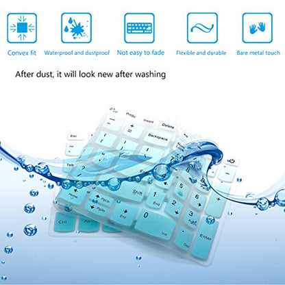2Pack Keyboard Cover for Lenovo Yoga c740 c940 15.6, ideapad 3 15.6, Lenovo IdeaPad 15.6" 17.3" 320 330 330s 340s 520 S540 720s 130 S145 L340 S340 V330 V130 Keyboard Protective Skin - color: MintGreen+Clear