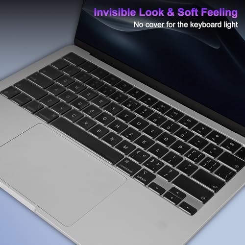 MOSISO 2 PCS Keyboard Cover, Keyboard Protector | Compatible with MacBook Neo 13 inch 2026 A18 Pro, MacBook Air 15/Air 13.6 M5 M4 M3 M2/ Pro 14/Pro 16 M5/M4/M3/M2/M1 - color: Smoke Gray