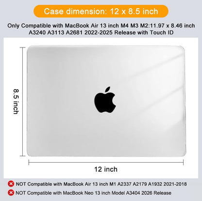 MOSISO Compatible with MacBook Air 13 inch Case M5 2026 M4 M3 M2 2025-2022 | A3449 A3240 A3113 A2681, Hard Shell&Keyboard Cover&Screen Film&Pouch for MacBook Air 13.6 inch Case, Crystal Clear - color: Crystal Clear