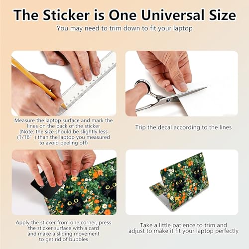 Laptop Skin Sticker Decal 15.6 Inch,12 13 13.3 14 15 15.6 in Laptop Netbook Skins for Notebook,Art Decal Removable Waterproof Scratch Resistant,Universal Vinyl Cover,Cat Couple Floral - color: Cat Couple Floral