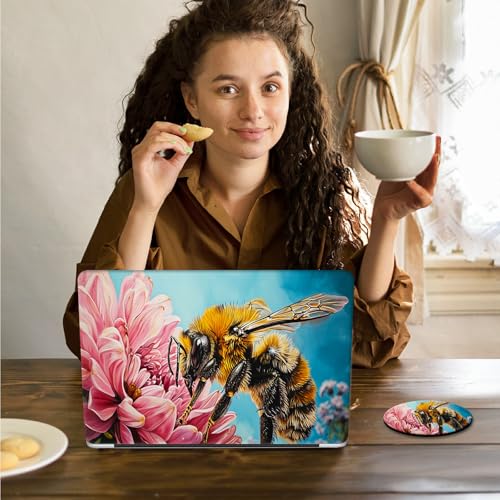 Laptop Skin Sticker Decal 15.6 Inch,12 13 13.3 14 15 15.6 in Laptop Netbook Skins for Notebook,Art Decal Removable Waterproof Scratch Resistant,Universal Vinyl Cover,Bee Pink Floral - color: Bee Pink Floral
