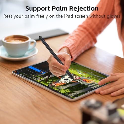 TaIYanG iPad Stylus Pen for iPad 2018-2026, Palm Rejection, Fast Charging | Tilt Sensitivity, for iPad Pencil A16 /10/9/8/7/6, Pro 11/13" (M5/M4),Air M4/M3/M2/5th/4th, Pro 11/12.9", Mini 6/5, Black - color: Black